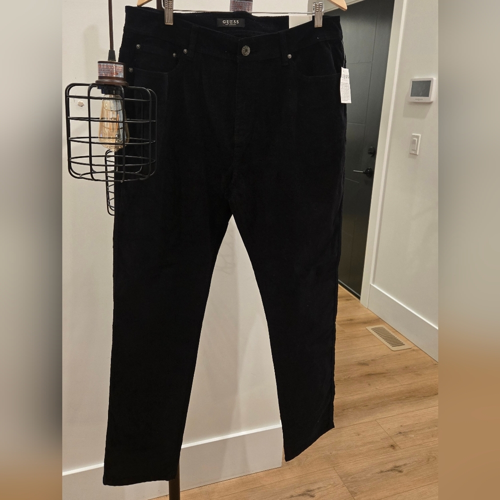 Guess Men's Corduroy 5-pocket Straight Pants in Black